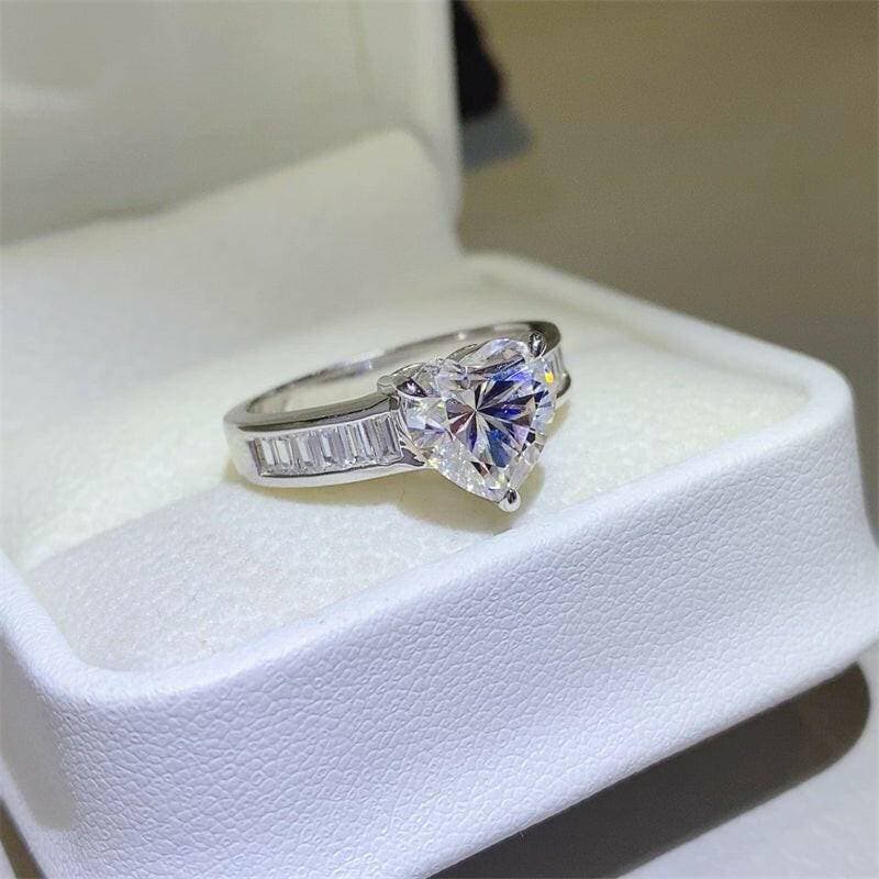 3 Carat Certified Moissanite Sterling Silver Ring with Stone Properties Certificate - Love Salve 