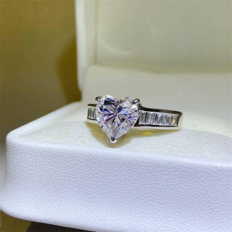 3 Carat Certified Moissanite Sterling Silver Ring with Stone Properties Certificate - Love Salve 