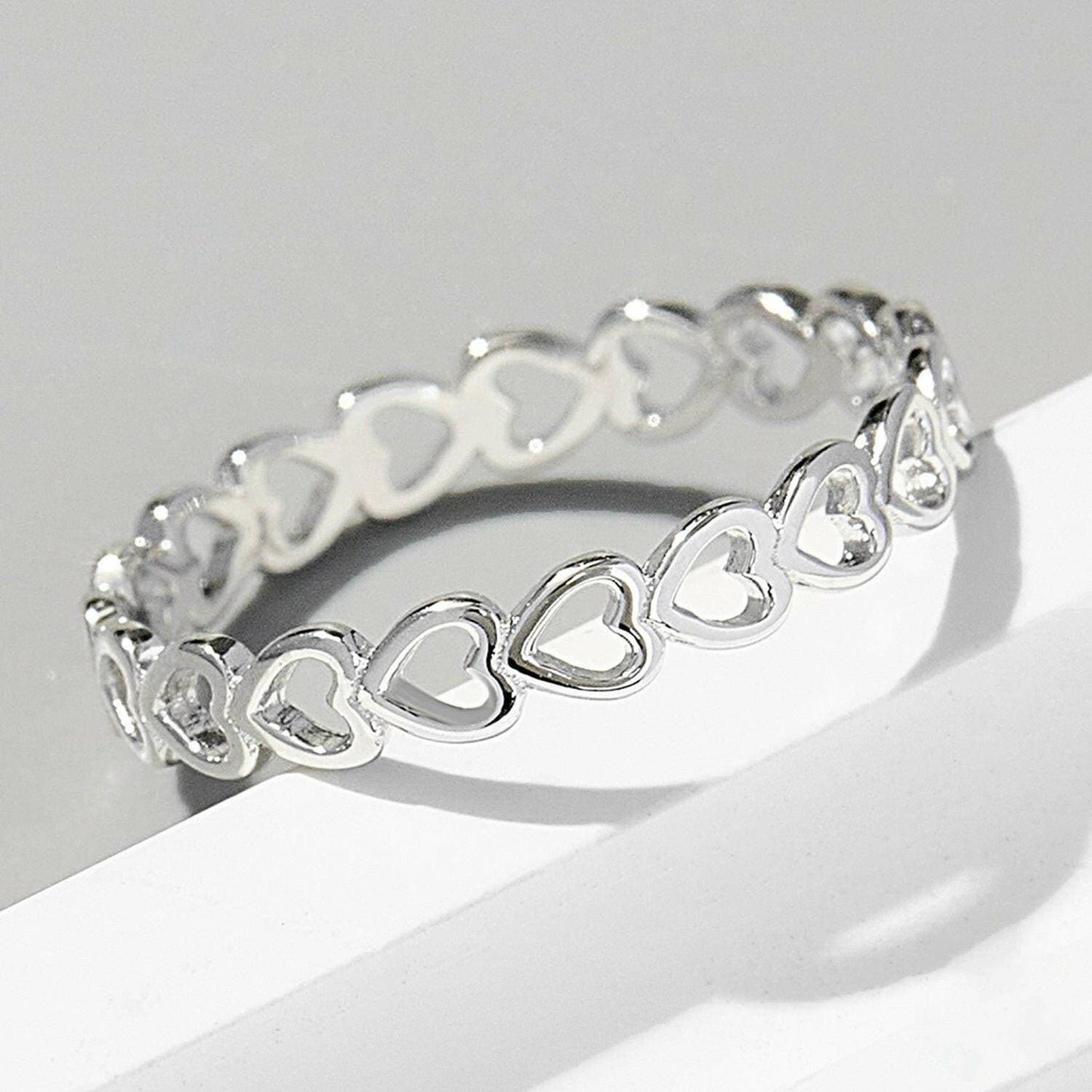 Heart Link 925 Sterling Silver Ring - Elegant and Lightweight - Love Salve 