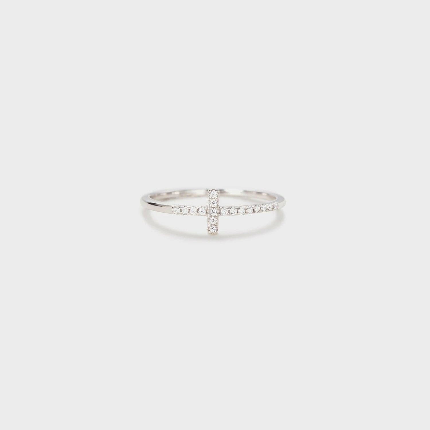 Zircon Cross 925 Sterling Silver Ring with Rose Gold Plating for a Radiant Look - Love Salve 