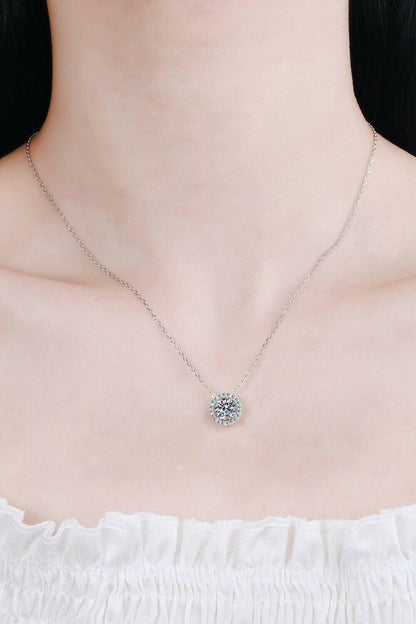 1 Carat Moissanite Round Pendant Necklace in Sterling Silver - SparkliExperience Timeless Elegance with our 1 Carat Moissanite Round Pendant Necklace
 
 
Certified Brilliance: Featuring a stunning Moissanite stone over 0.3 carats, thisLove Salve 1 Carat Moissanite Round Pendant NecklaceJewelry