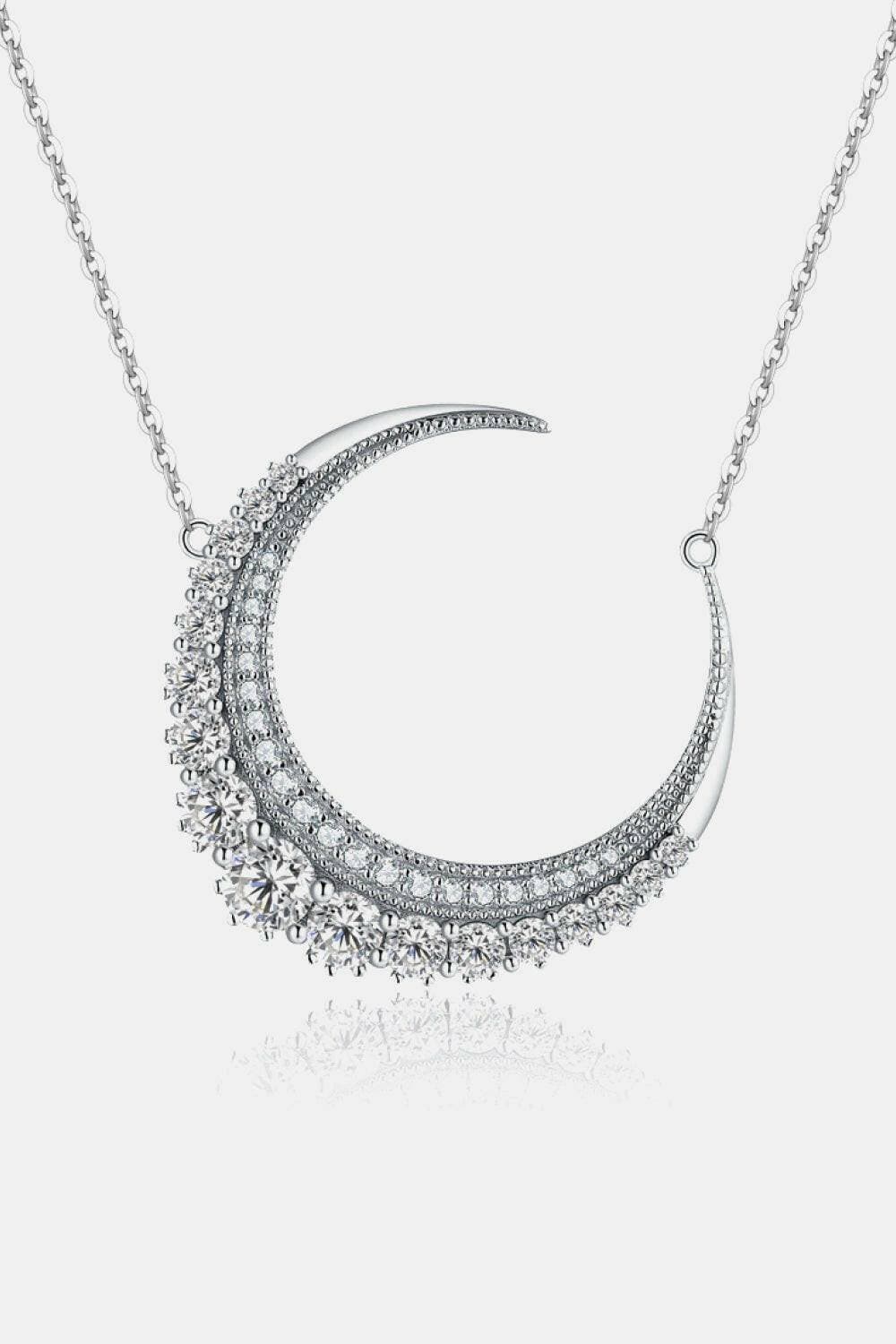 Celestial Splendor: Platinum-Plated Moissanite Moon Necklace - Love Salve 