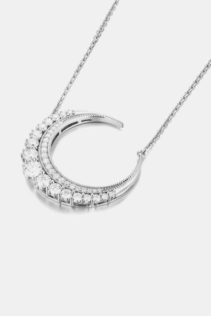 Celestial Splendor: Platinum-Plated Moissanite Moon Necklace - Love Salve 