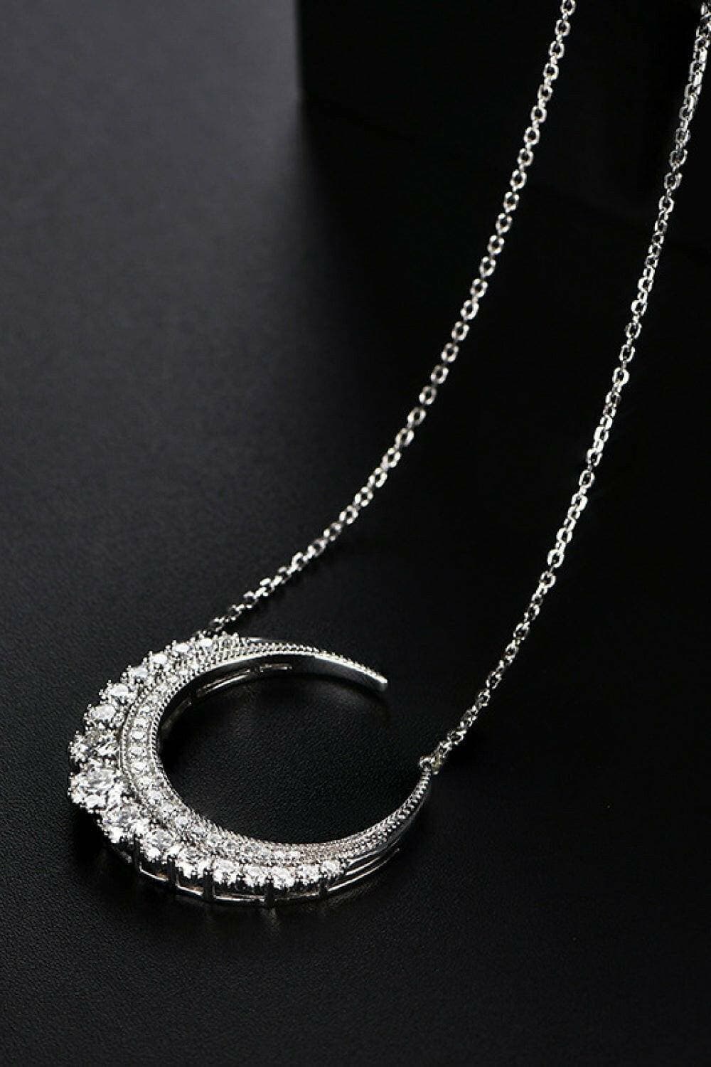 Celestial Splendor: Platinum-Plated Moissanite Moon Necklace - Love Salve 