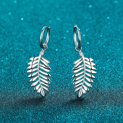 Elegant Sterling Silver Moissanite Leaf Earrings - Love Salve 