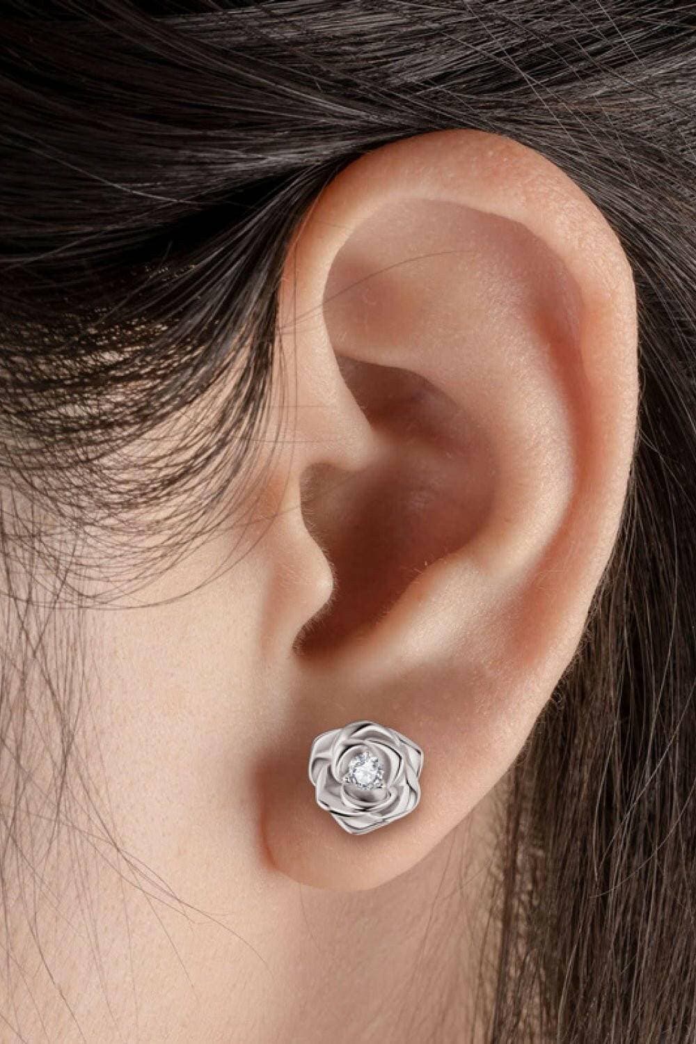 Exquisite Adored Moissanite Flower Earrings in Sterling Silver - Love Salve 