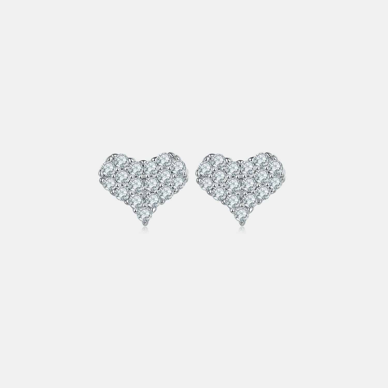 Heartfelt Love Moissanite Silver Stud Earrings - Love Salve 