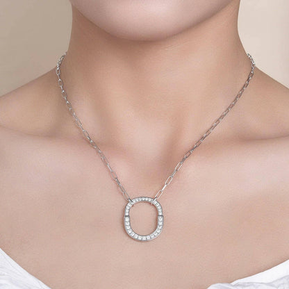 Luxurious Sterling Silver Necklace with Shimmering Moissanite Stone - Love Salve 