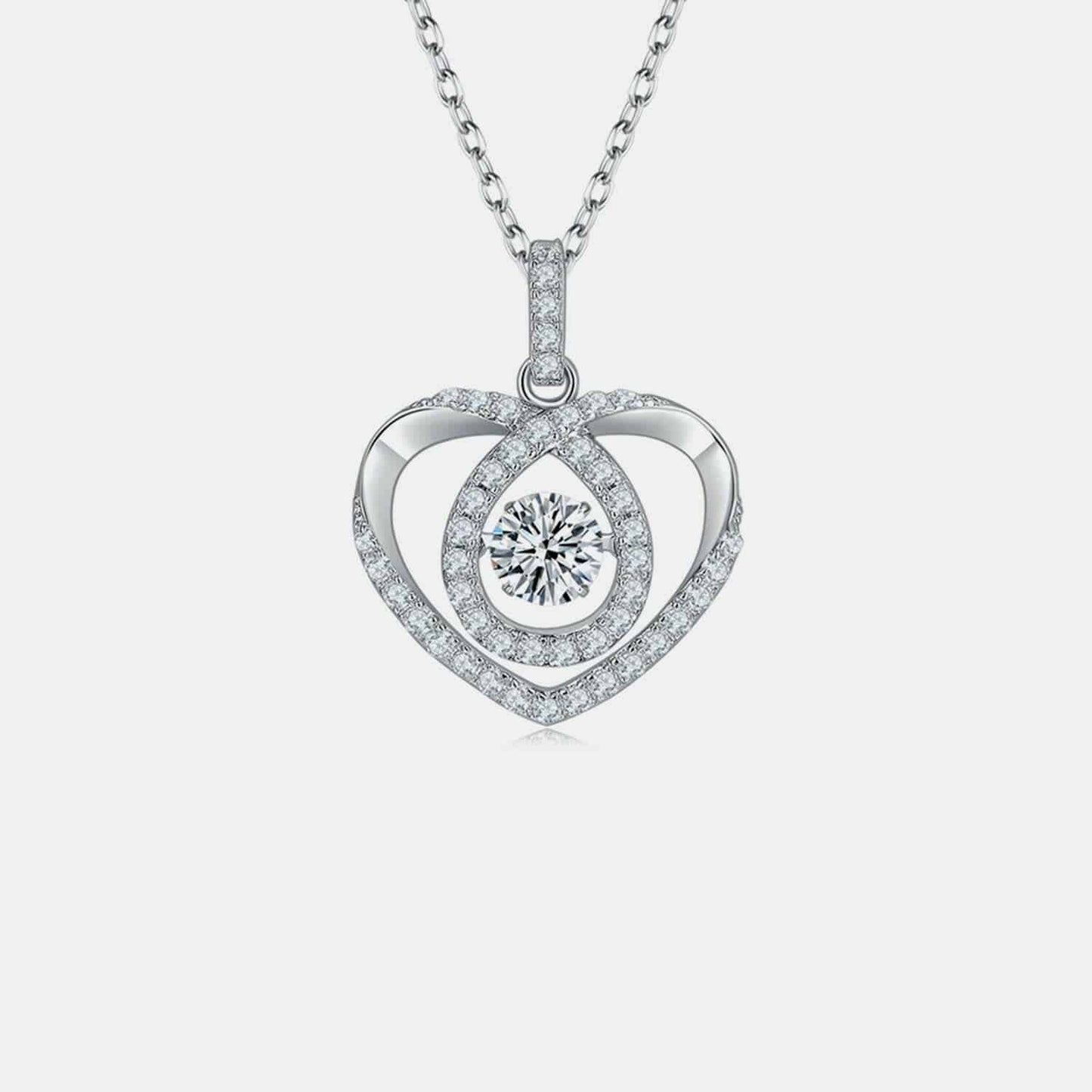 Moissanite Heart Necklace in Sterling Silver with Certificate - Love Salve 