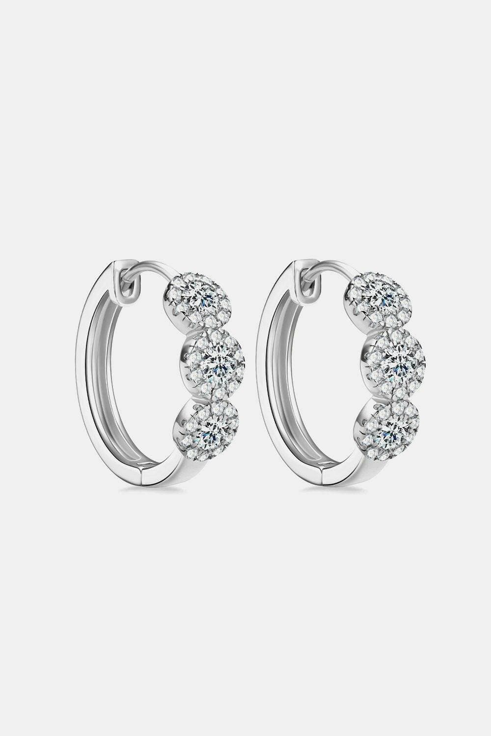 Radiant Moissanite Silver Huggie Earrings - Elegant Glamour Enhancers - Love Salve 