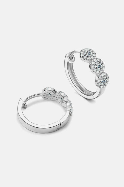 Radiant Moissanite Silver Huggie Earrings - Elegant Glamour Enhancers - Love Salve 