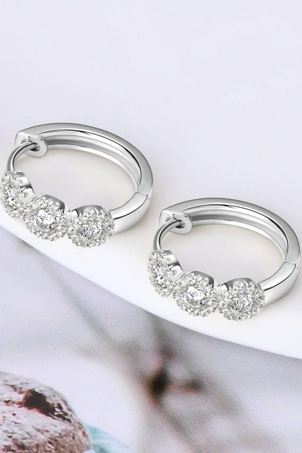 Radiant Moissanite Silver Huggie Earrings - Elegant Glamour Enhancers - Love Salve 