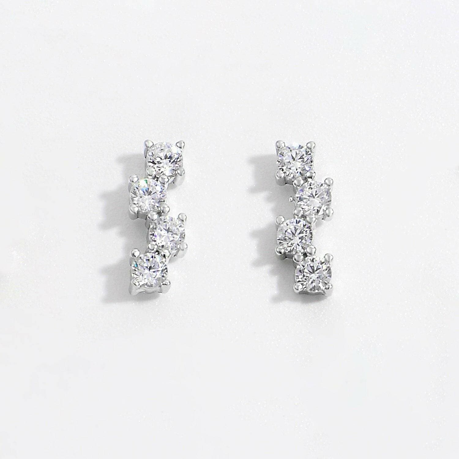 Sparkling Zircon Sterling Silver Earrings with Anti-Corrosion Coating - Love Salve 