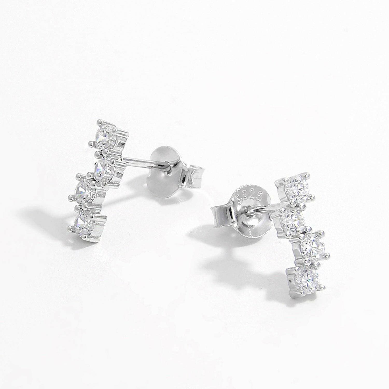 Sparkling Zircon Sterling Silver Earrings with Anti-Corrosion Coating - Love Salve 