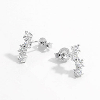 Sparkling Zircon Sterling Silver Earrings with Anti-Corrosion Coating - Love Salve 