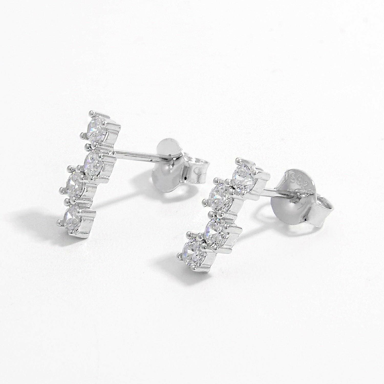 Sparkling Zircon Sterling Silver Earrings with Anti-Corrosion Coating - Love Salve 