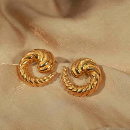 Titanium Steel Spiral Stud Earrings - Silver & Gold Plated - Love Salve 