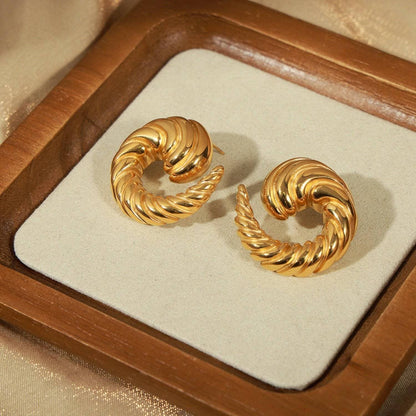 Titanium Steel Spiral Stud Earrings - Silver & Gold Plated - Love Salve 