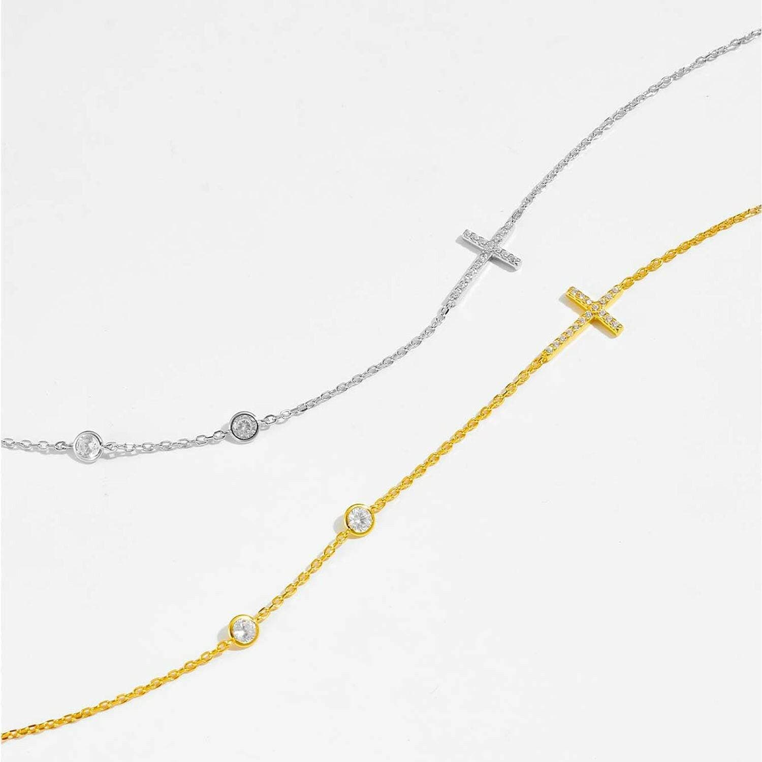 Zircon Cross Necklace: Stunning 925 Sterling Silver Pendant on Gold-PlZircon Cross Necklace: Stunning 925 Sterling Silver Pendant on Gold-Plated Chain
 Indulge in timeless elegance with the Zircon Cross Necklace, a masterpiece crafted Love Salve Stunning 925 Sterling Silver PendantJewelry