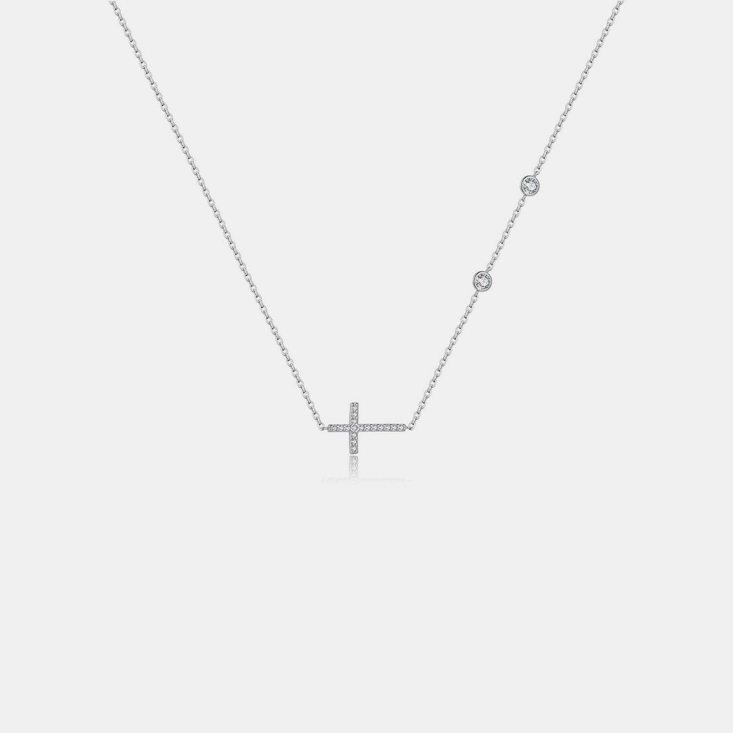 Zircon Cross Necklace: Stunning 925 Sterling Silver Pendant on Gold-PlZircon Cross Necklace: Stunning 925 Sterling Silver Pendant on Gold-Plated Chain
 Indulge in timeless elegance with the Zircon Cross Necklace, a masterpiece crafted Love Salve Stunning 925 Sterling Silver PendantJewelry