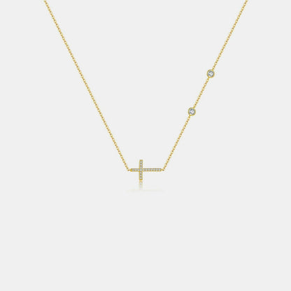 Zircon Cross Necklace: Stunning 925 Sterling Silver Pendant on Gold-PlZircon Cross Necklace: Stunning 925 Sterling Silver Pendant on Gold-Plated Chain
 Indulge in timeless elegance with the Zircon Cross Necklace, a masterpiece crafted Love Salve Stunning 925 Sterling Silver PendantJewelry