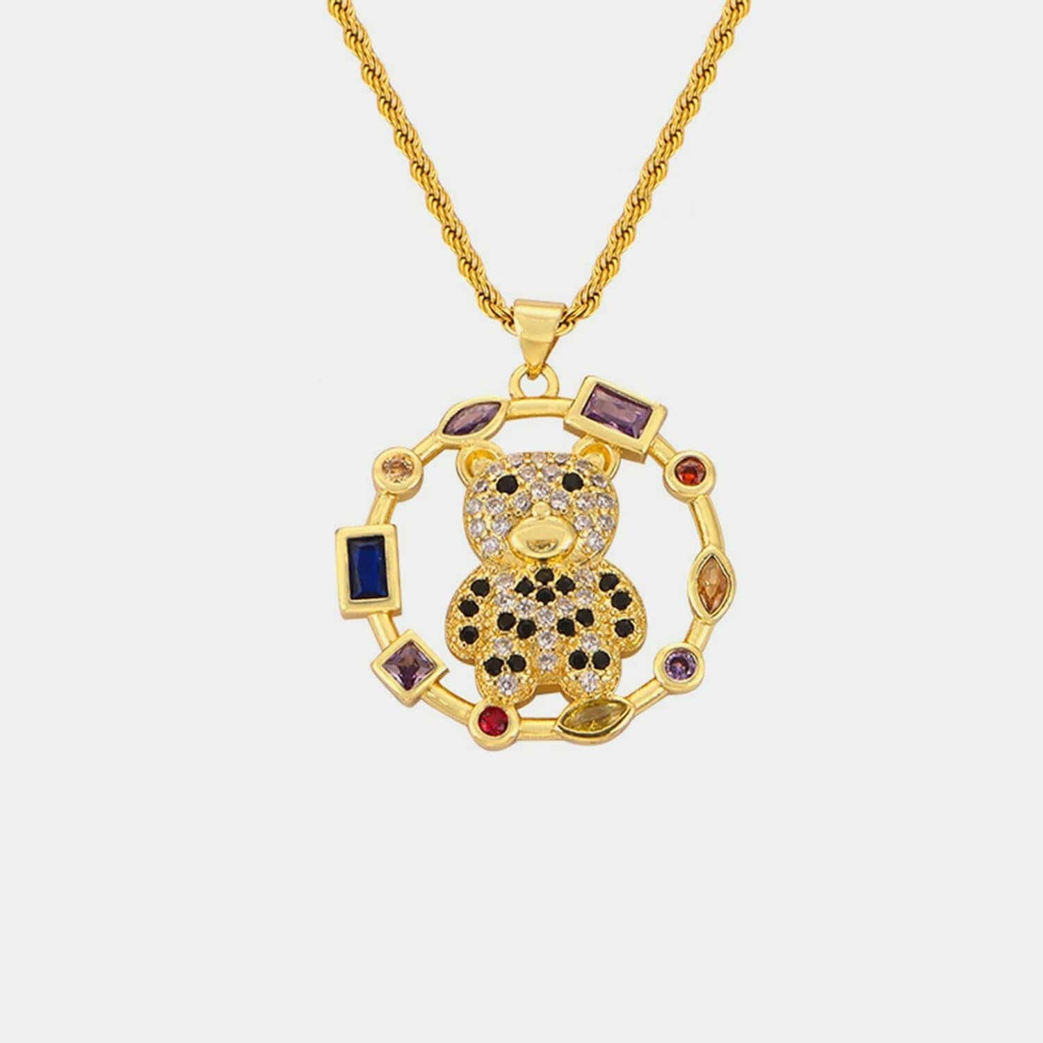 Bear Pendant Necklace with Gold-Plated Titanium Steel and Zircon DetaiBear Pendant Necklace with Gold-Plated Titanium Steel and Zircon Detailing
 Make a Bold Statement with Elegance and Style
 Key Features:
 
 
Durable Material: CrafteLove Salve Bear Pendant NecklaceJewelry