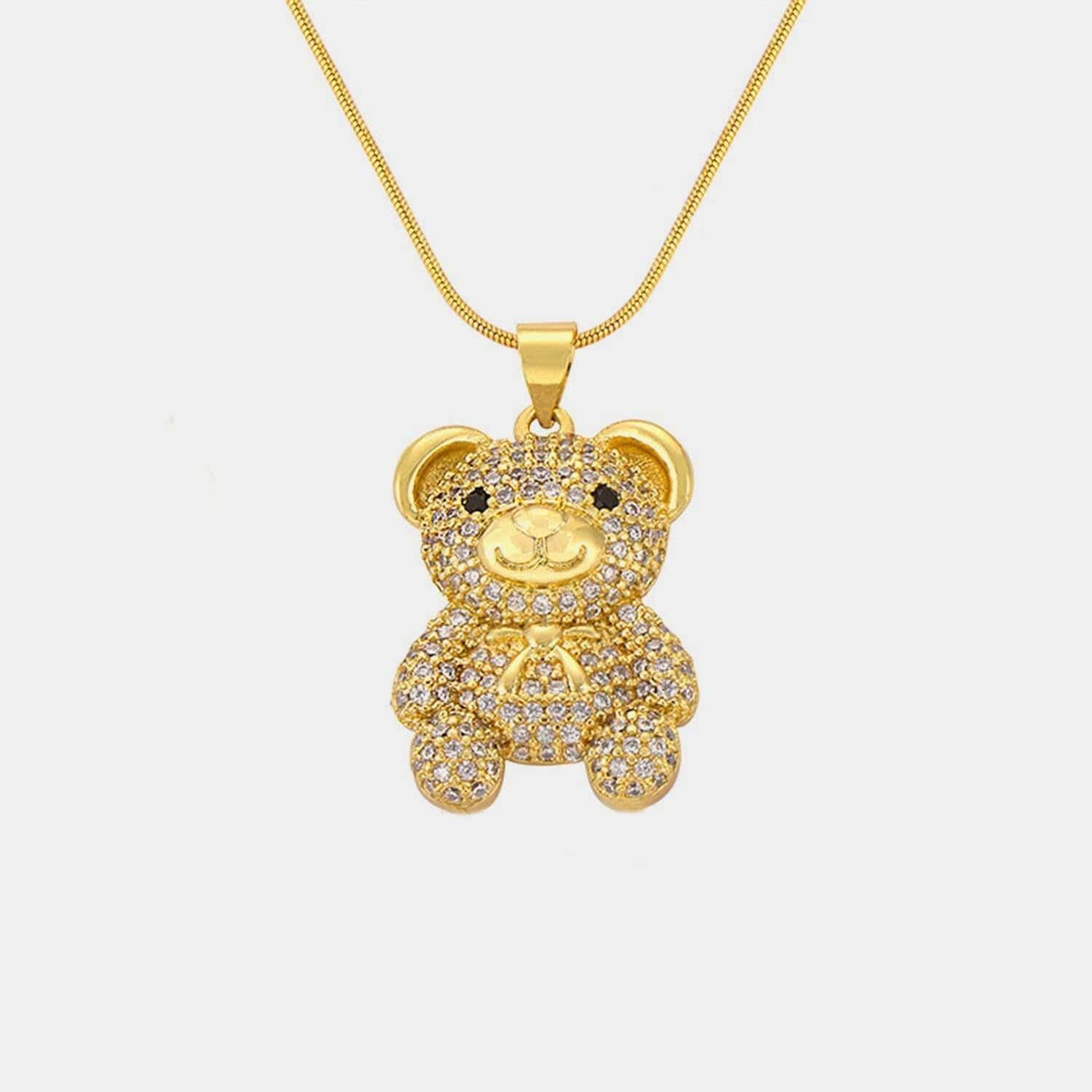 Bear Pendant Necklace with Gold-Plated Titanium Steel and Zircon DetaiBear Pendant Necklace with Gold-Plated Titanium Steel and Zircon Detailing
 Make a Bold Statement with Elegance and Style
 Key Features:
 
 
Durable Material: CrafteLove Salve Bear Pendant NecklaceJewelry