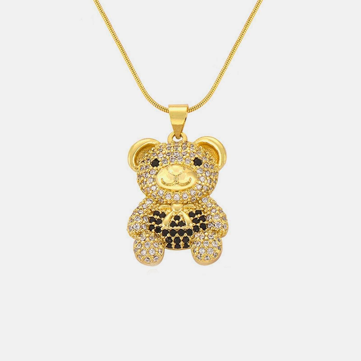 Bear Pendant Necklace with Gold-Plated Titanium Steel and Zircon DetaiBear Pendant Necklace with Gold-Plated Titanium Steel and Zircon Detailing
 Make a Bold Statement with Elegance and Style
 Key Features:
 
 
Durable Material: CrafteLove Salve Bear Pendant NecklaceJewelry