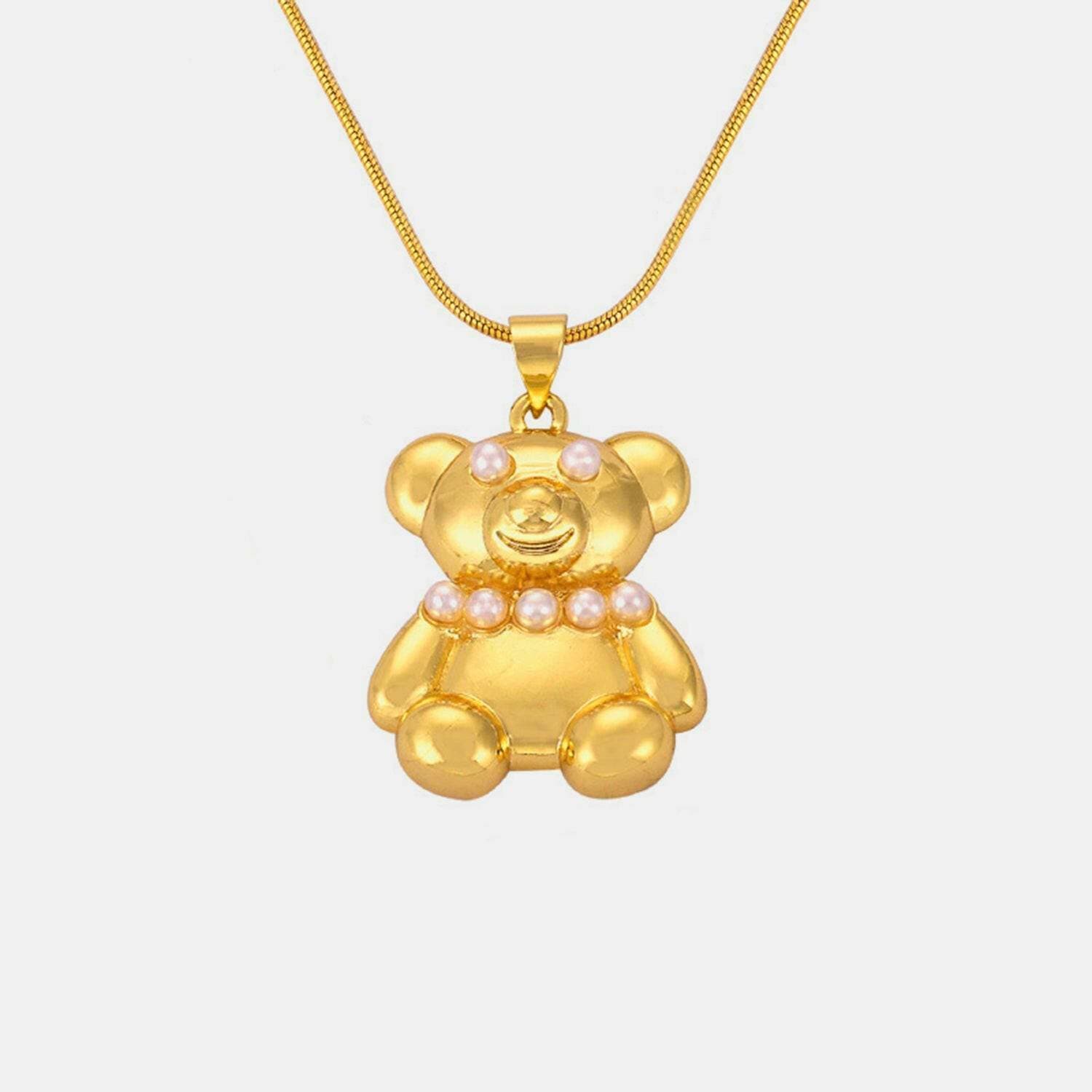 Bear Pendant Necklace with Gold-Plated Titanium Steel and Zircon DetaiBear Pendant Necklace with Gold-Plated Titanium Steel and Zircon Detailing
 Make a Bold Statement with Elegance and Style
 Key Features:
 
 
Durable Material: CrafteLove Salve Bear Pendant NecklaceJewelry