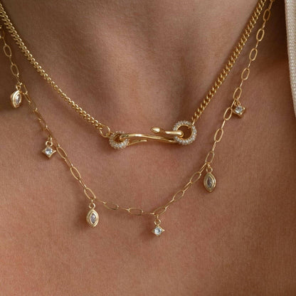 Elegant adjustable 18K gold-plated zircon necklace