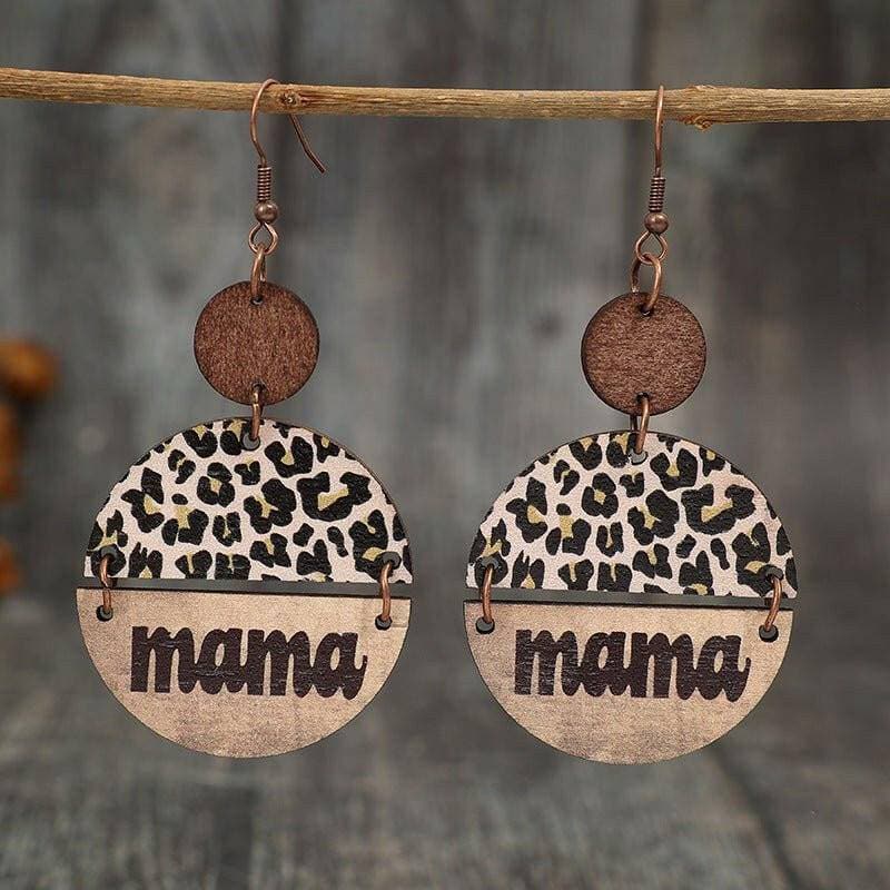 Leopard Print Wood Circle Earrings - Love Salve 