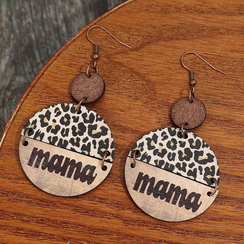 Leopard Print Wood Circle Earrings - Love Salve 