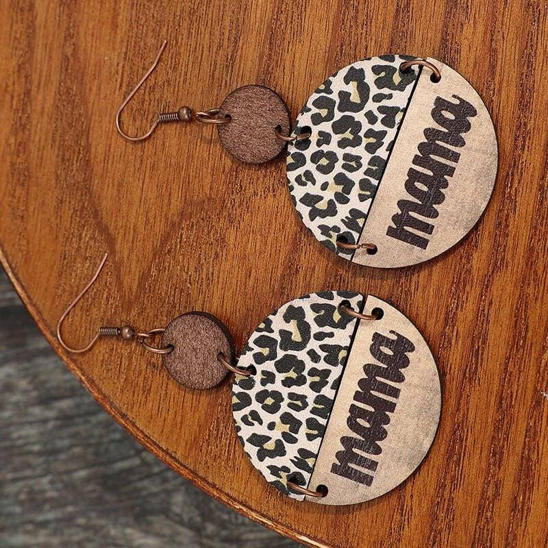 Leopard Print Wood Circle Earrings - Love Salve 