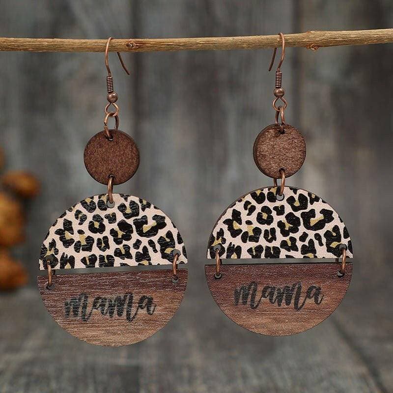 Leopard Print Wood Circle Earrings - Love Salve 