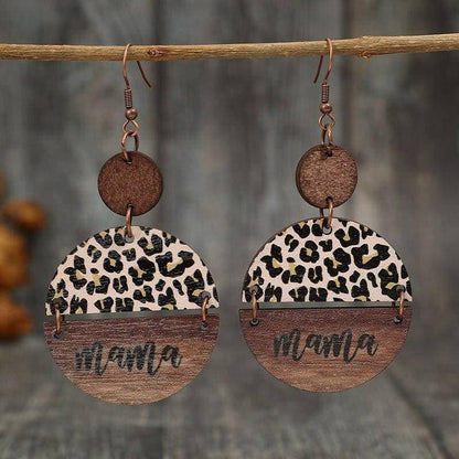 Leopard Print Wood Circle Earrings - Love Salve 