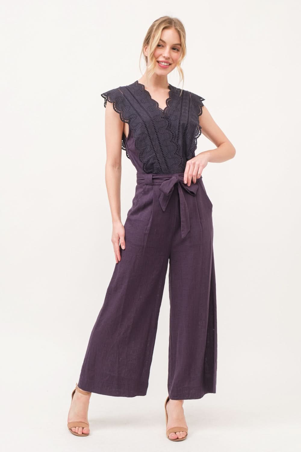 Elegant lace surplice jumpsuit - Love Salve 