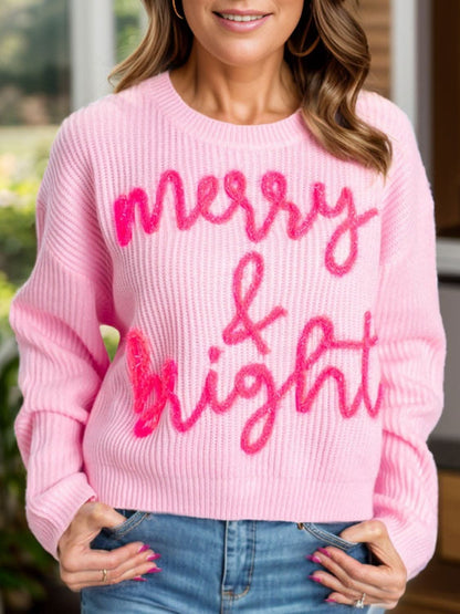 Cozy Christmas Lettered Knit Sweater - Love Salve 