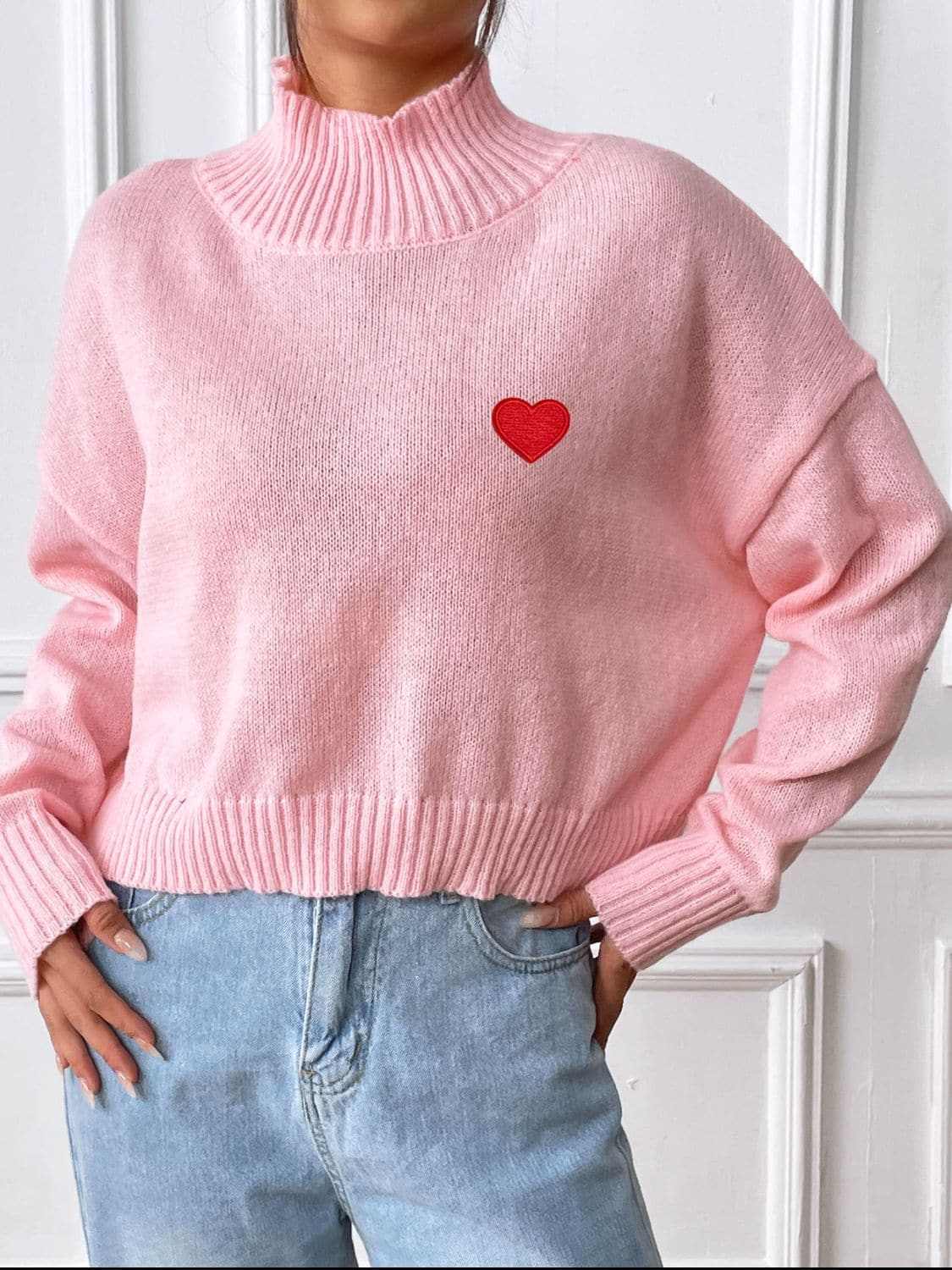 Cozy heart turtleneck sweater - Love Salve 