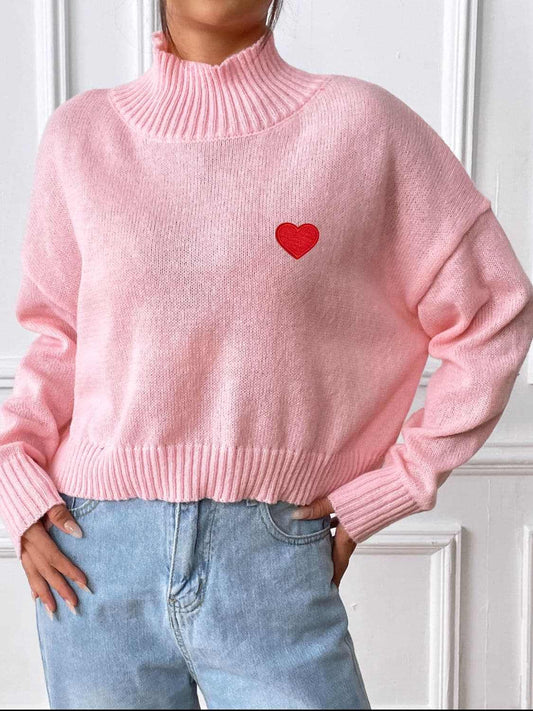 Cozy heart turtleneck sweater - Love Salve 