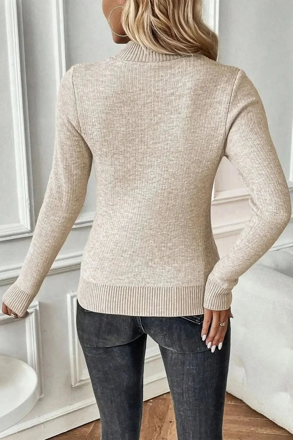 Cozy mock neck long sleeve sweater - Love Salve 