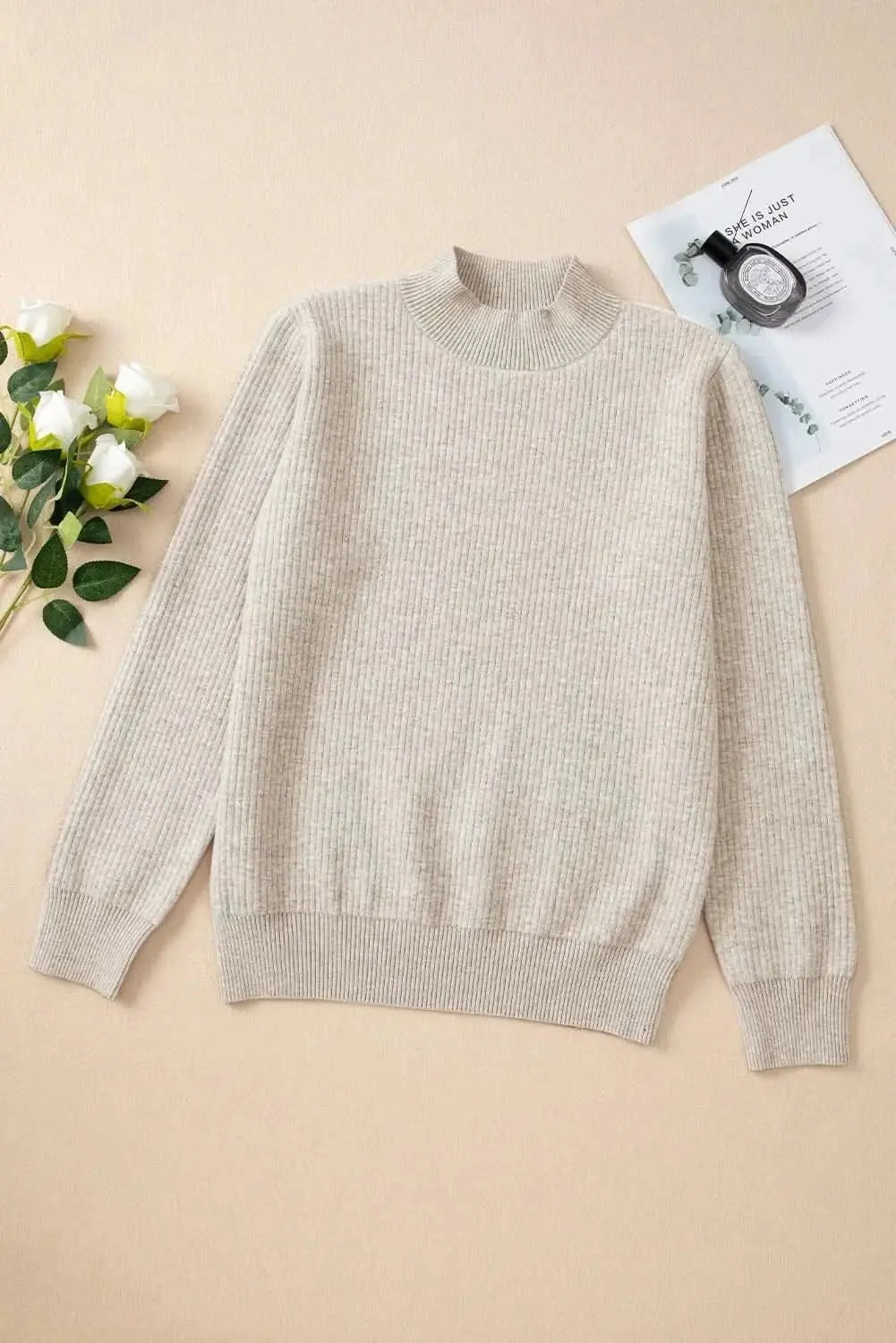 Cozy mock neck long sleeve sweater - Love Salve 