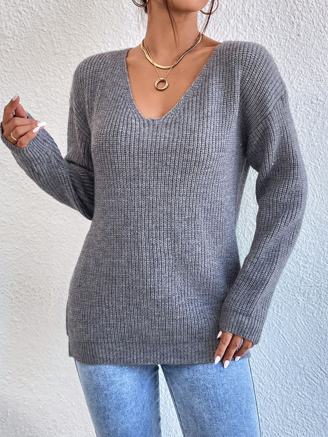 Lace crisscross v-neck sweater - Love Salve 