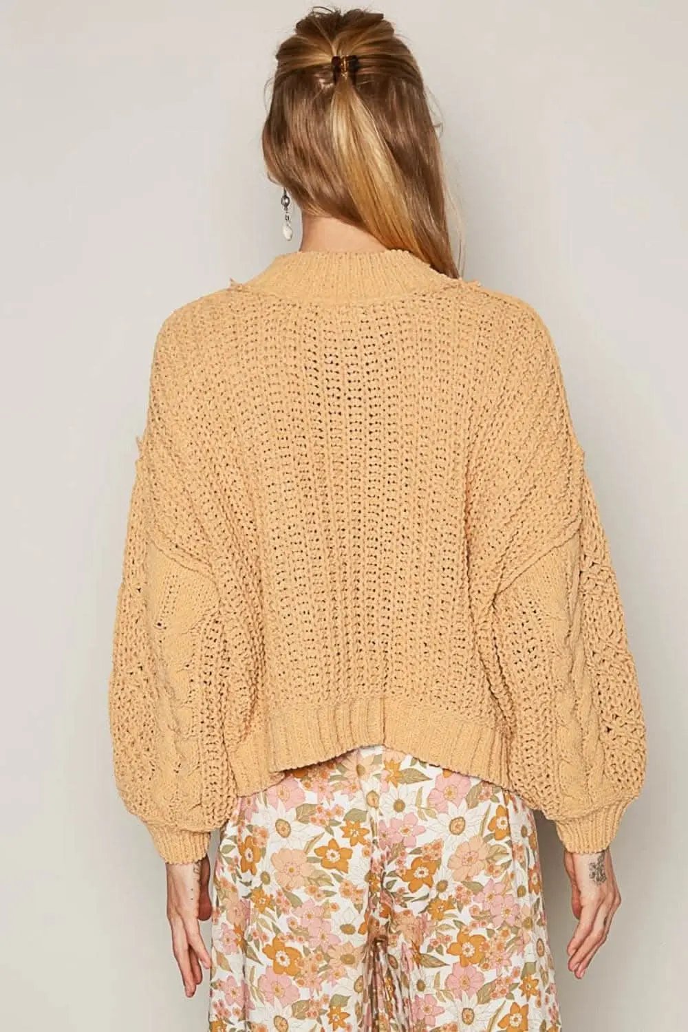 Cozy chenille cable knit sweater - Love Salve 