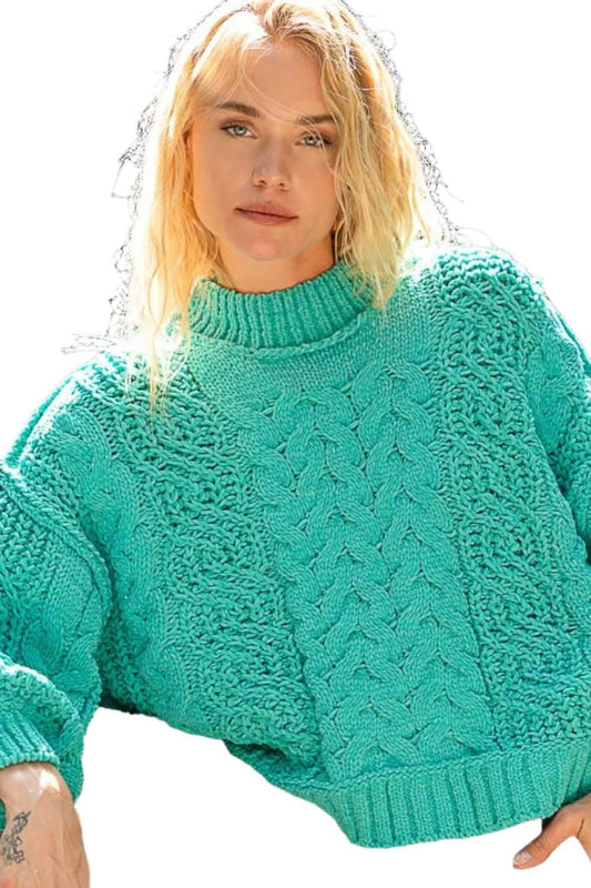 Cozy chenille mock neck sweater - Love Salve 