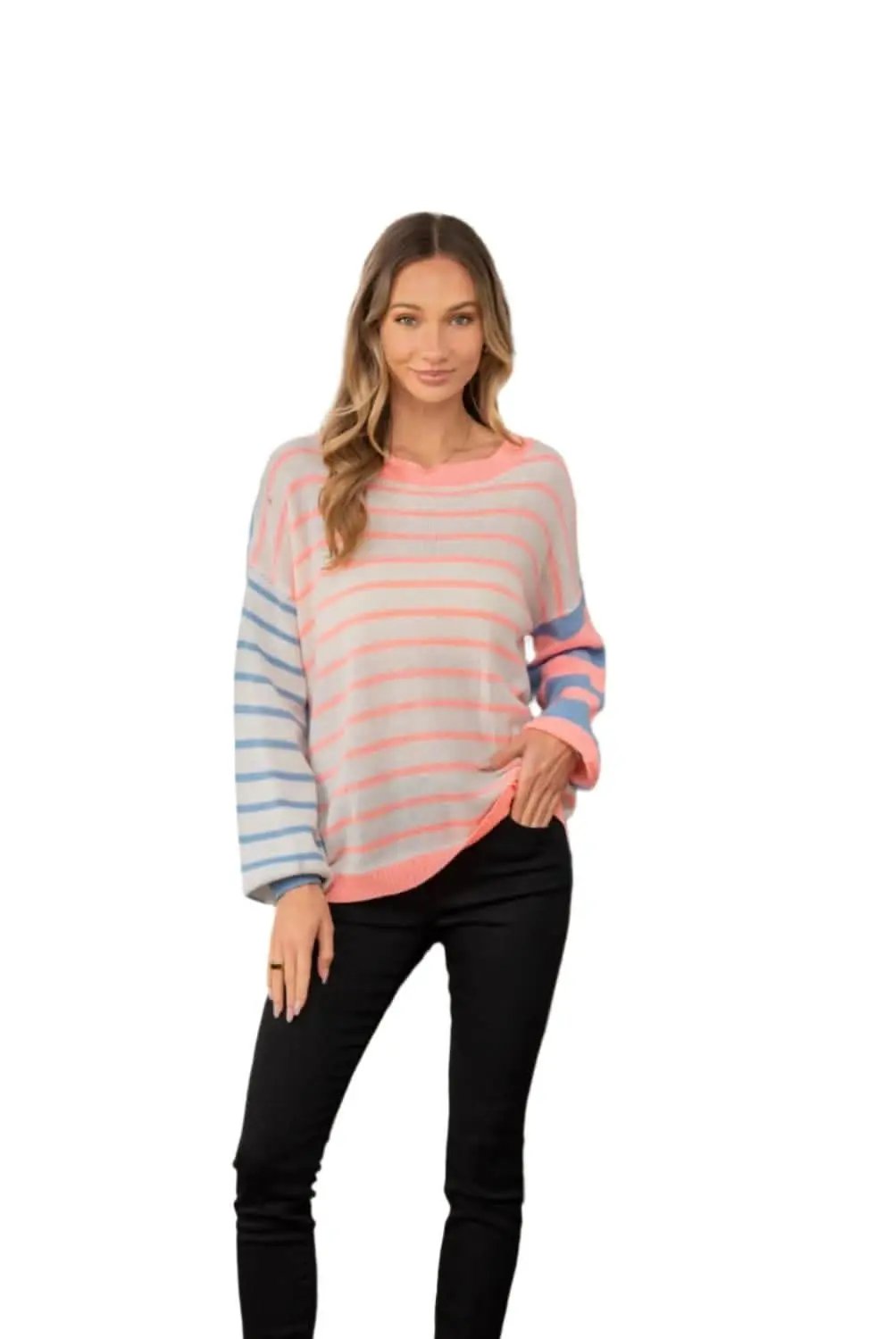 Sew In Love Full Size Striped Dropped Shoulder Sweater - Love Salve 