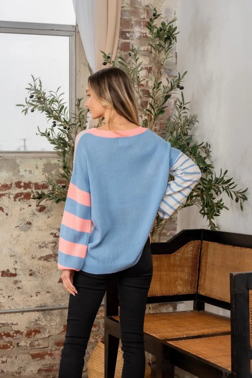 Sew In Love Full Size Striped Dropped Shoulder Sweater - Love Salve 