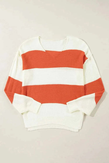 Vibrant color block v-neck sweater - Love Salve 