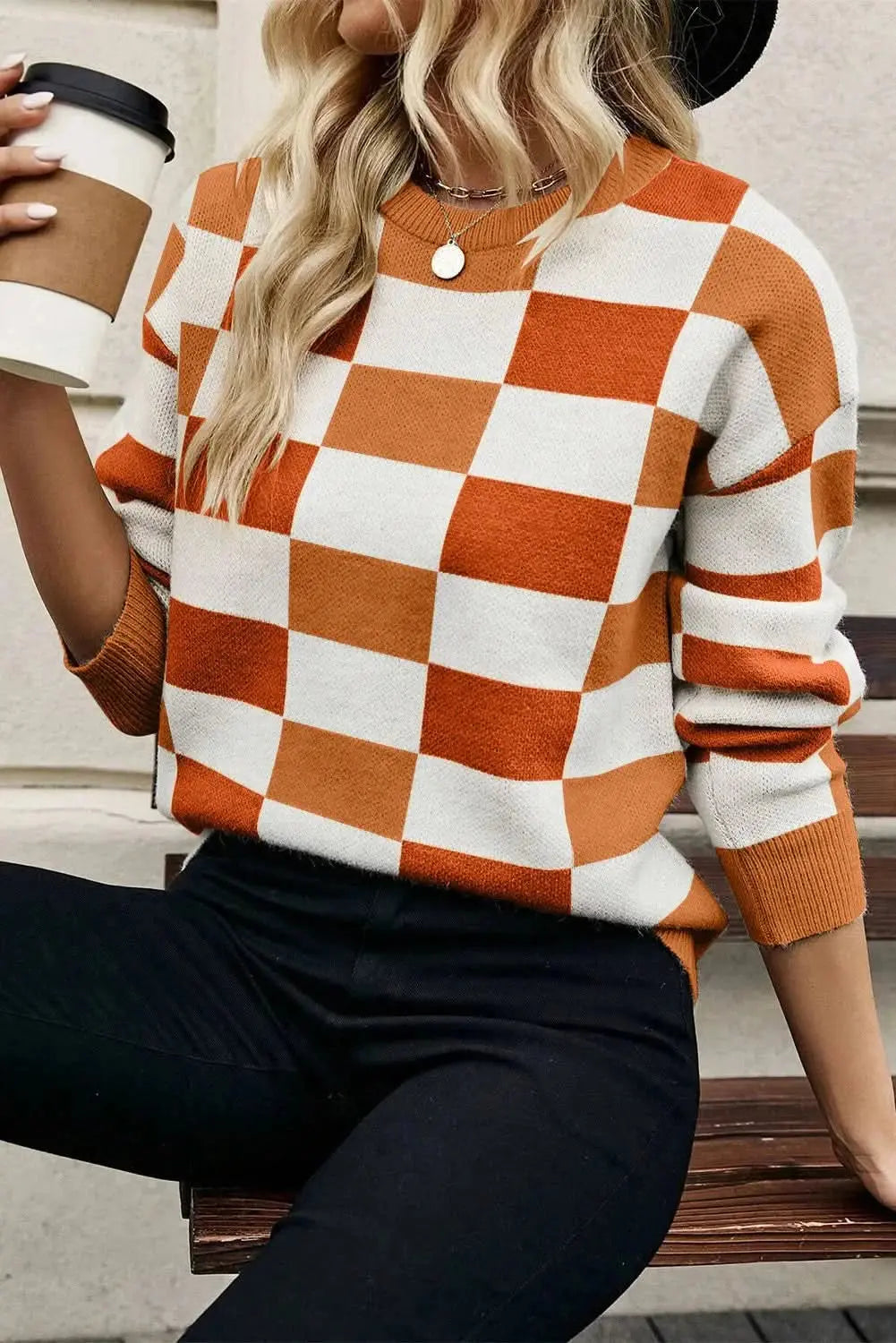 Color block knit sweater - round neck - Love Salve 