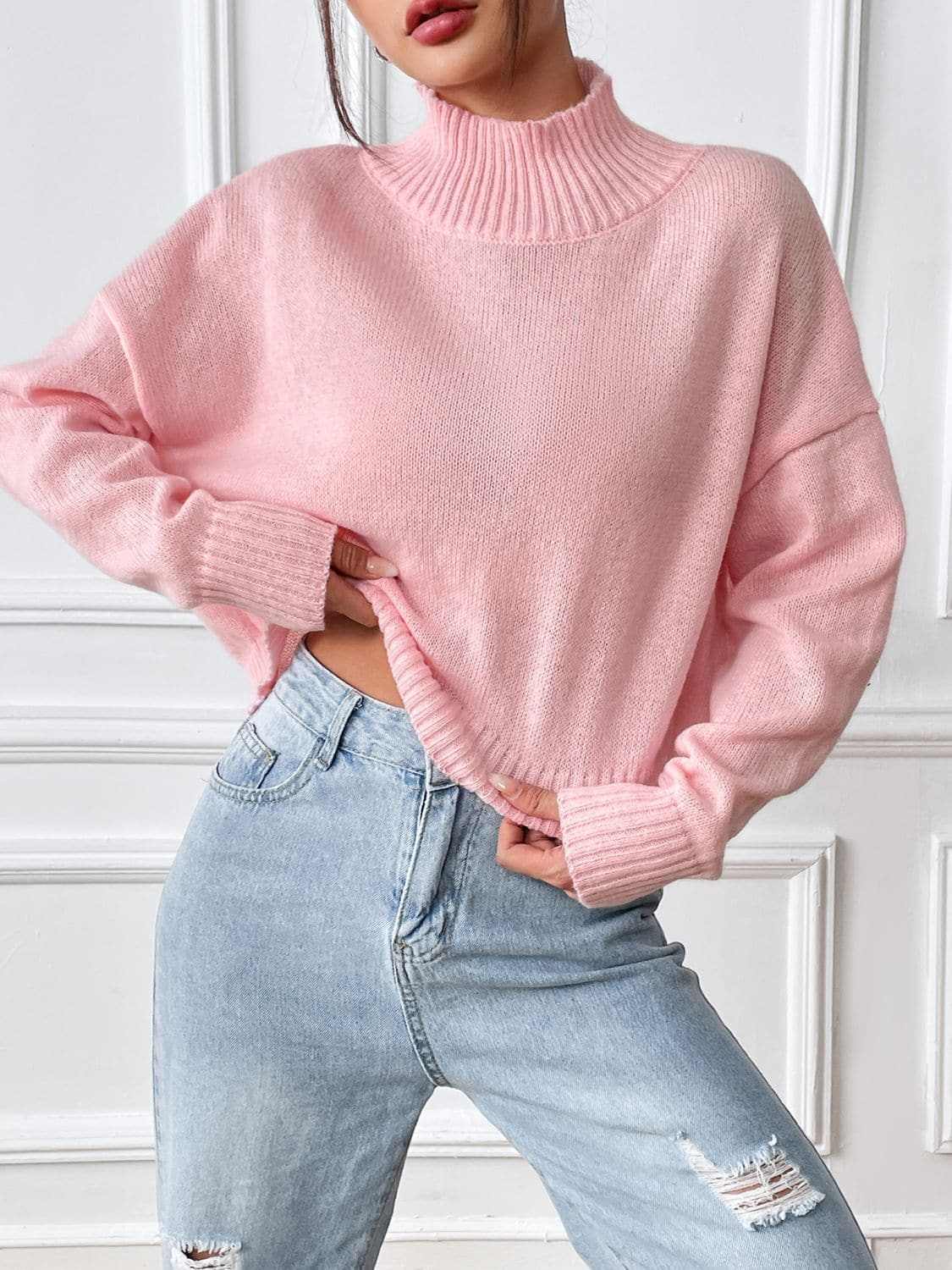Cozy knit turtleneck top - s-xl - Love Salve 