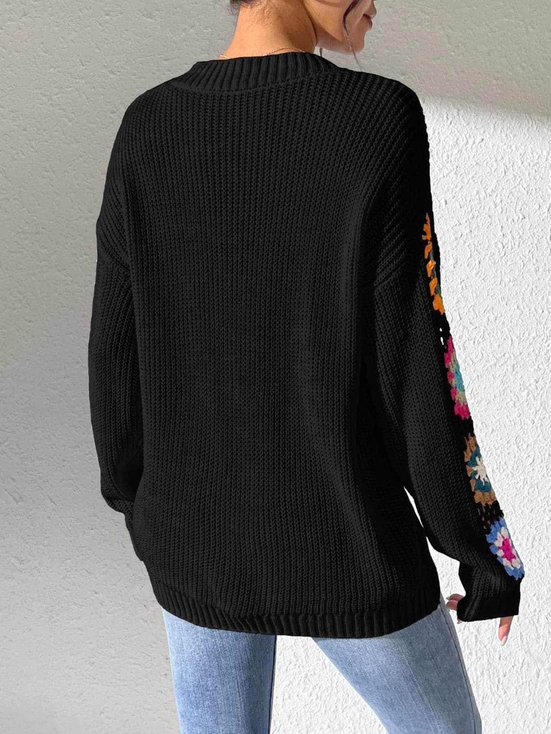 Floral V-neck crochet sweater - Love Salve 